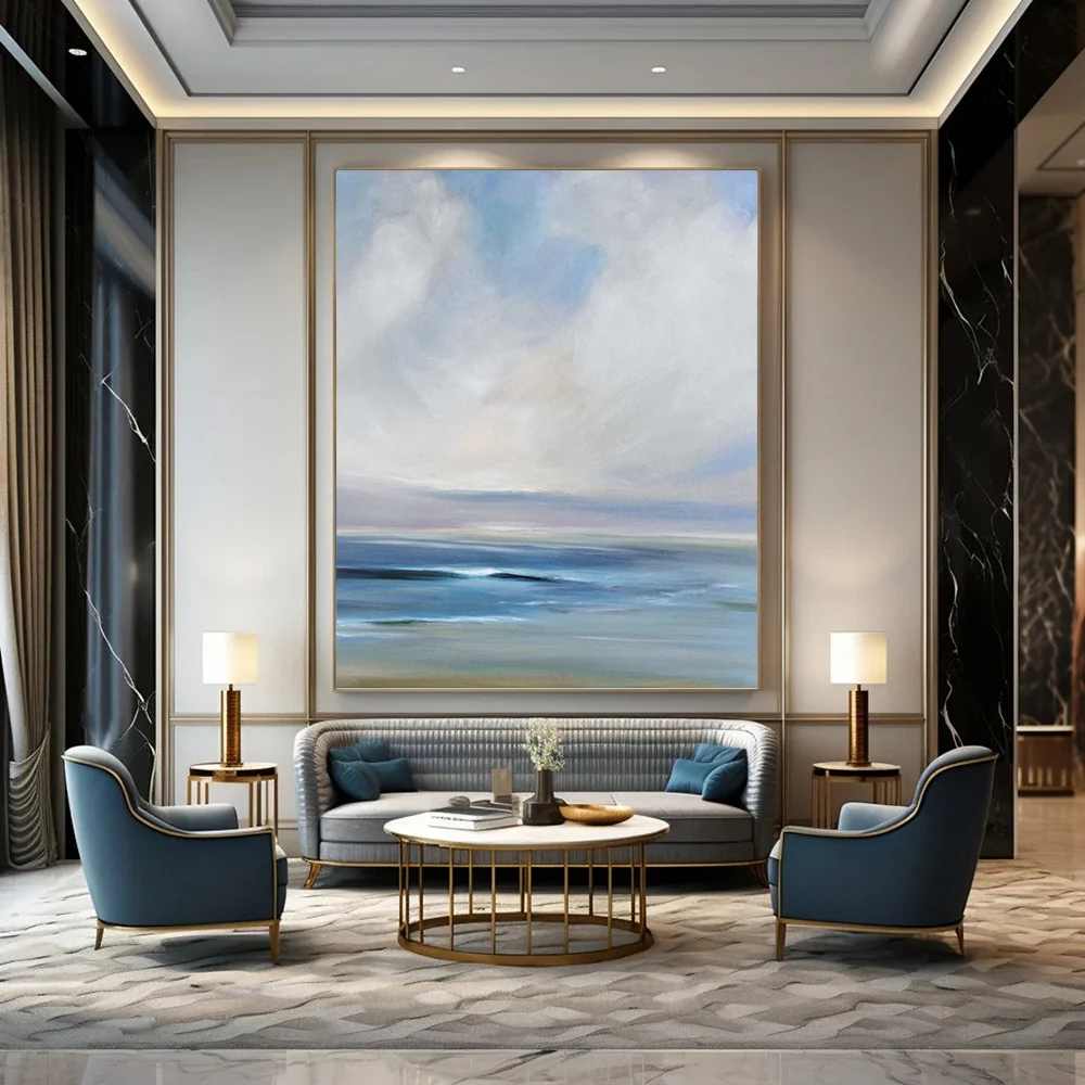 Coastal Hand-painted Seaside Office Abstract Canvas Wall Art BKK27